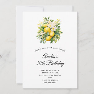Convite Buquê de Limão com Aniversário de Flores Brancas