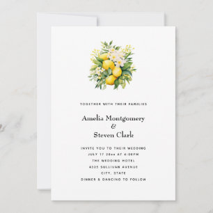 Convite Buquê de limão com casamento de flores brancas