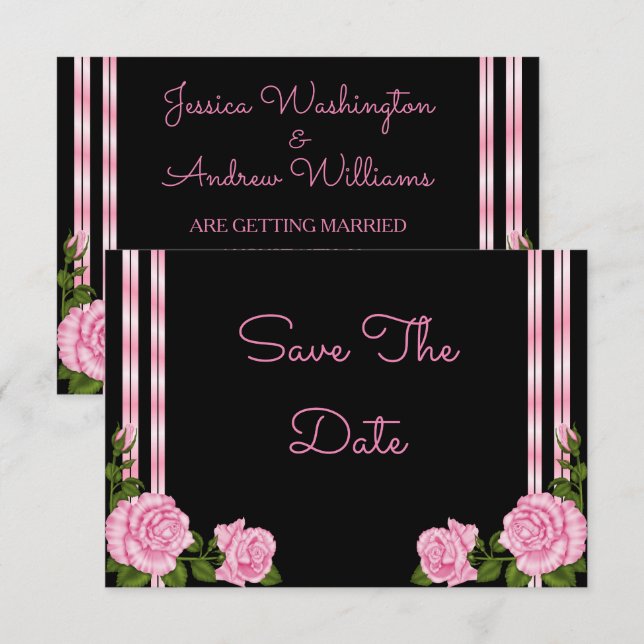 Convite Buquê de Noiva Canto Rosa Chic Elegante Casamento (Frente/Verso)