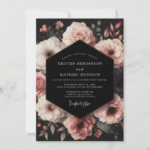 Convite Buquê de Noivado Blush Onyx Casamento