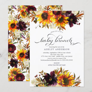 Convite Buquê de outono Sunflower Baby Brunch