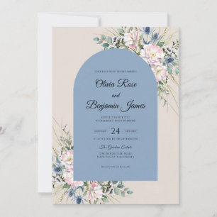 Convite Buquê de Peônia Cornflower Eucalipto Casamento