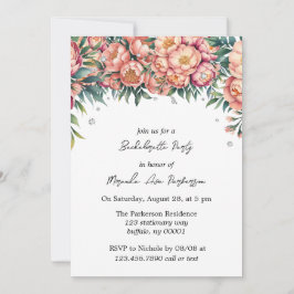 Convite Buquê de pêssego com Festa de solteira de ouros