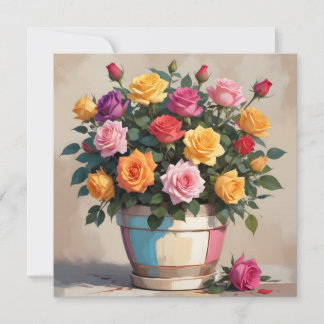 Convite Buquê de rosas coloridas