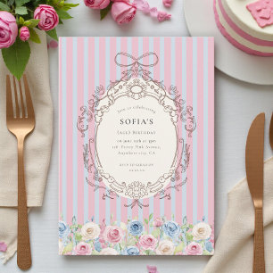 Convite Buquê de Rosas Pastel coquete de Aniversário 