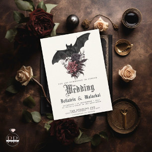 Convite Buquê de Rosas Rosewood Preto Morcego QR