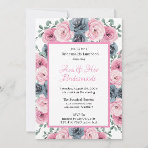 Convite Buquê de Sangue Rosa e Azul Bridesmaids Almofadas