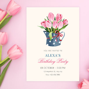 Convite Buquê de tulipas de aniversário