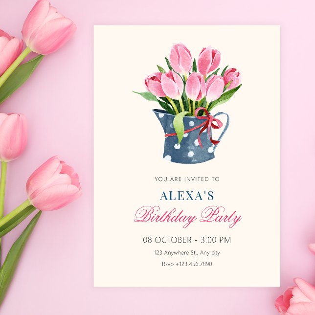 Convite Buquê de tulipas de aniversário (Criador carregado)