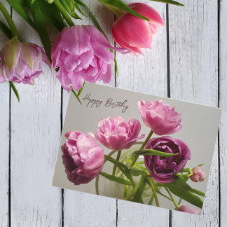 Convite Buquê de tulipas. Feliz aniversário