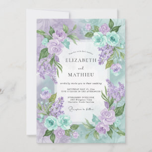 Convite Buquê de Vinca Violeta Eucalipto Casamento