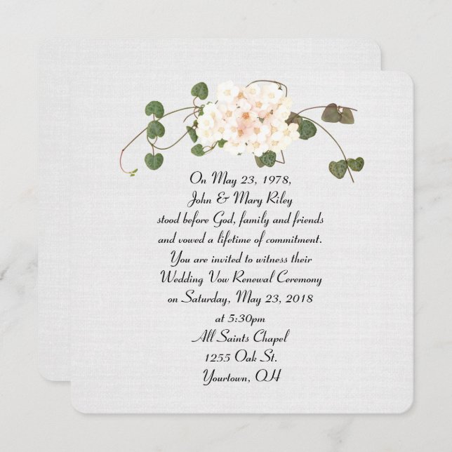 Convite buquê de vinho e de flores em roupa de textura (Frente/Verso)