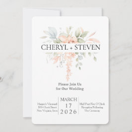 Convite Buquê Delicado de Aquarela – Rosas Rosas Floral De