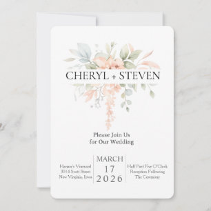 Convite Buquê Delicado de Aquarela – Rosas Rosas Floral De