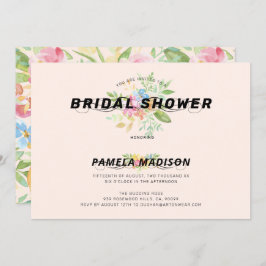 Convite Buquê e tipografia moderna das flores aquáticas