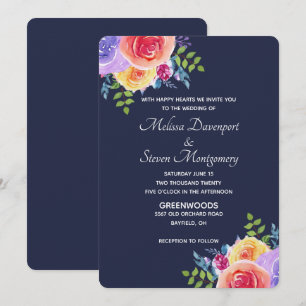 Convite Buquê Floral Aquarela para Casamento Moderno
