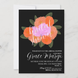 Convite Buquê Floral Aquarela Rosa Preto Chá de Noiva