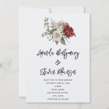 Buquê Floral Boho de Rosa Creme e Vermelha Casamen