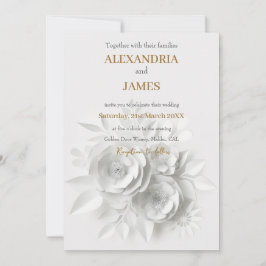 Convite Buquê floral branco de casamento