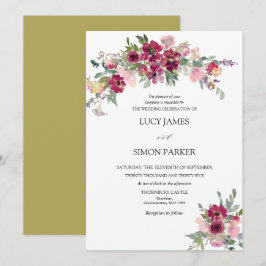 Convite Buquê floral Burgundy Blush Casamento