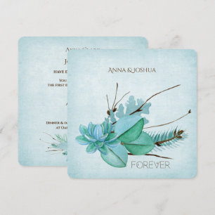 Convite buquê floral da aguarela do casamento com galhos