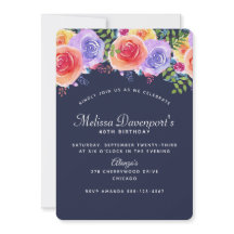 Buquê Floral de Aquarela Moderna em Marinho