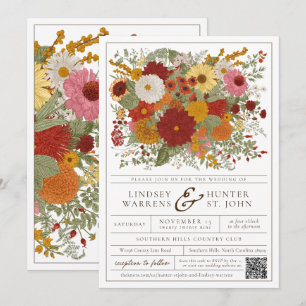 Convite Buquê Floral Outonal Vintage Rustico Casamento de