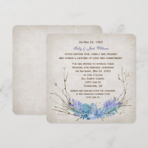 Convite buquê floral renovação-roxo do galho do voto de