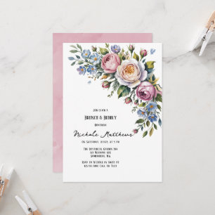 Convite Buquê Floral Romântico Brunch e Bubble