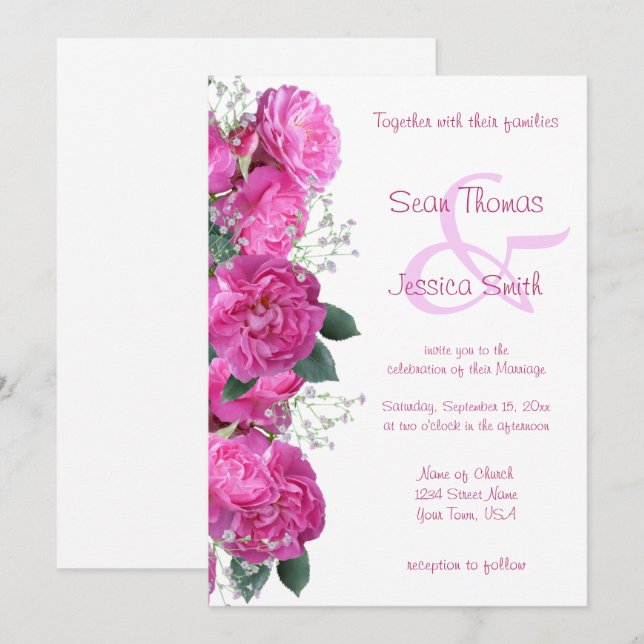 Convite Buquê Floral Romântico Casamento (Frente/Verso)