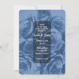 Convite Buquê Floral Romântico de Rosas Azuis Elegante Cas