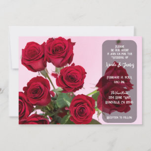 Convite Buquê Floral Romântico de Rosas Vermelhas e Rosas