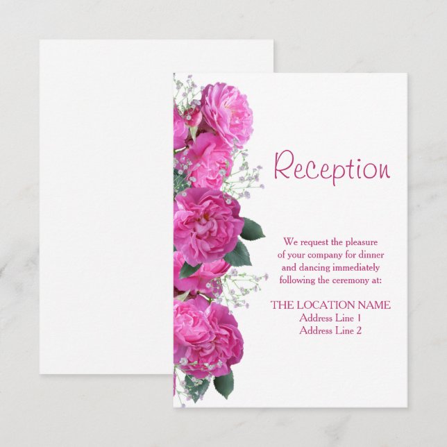 Convite Buquê Floral Romântico Recepção de Casamento (Frente/Verso)