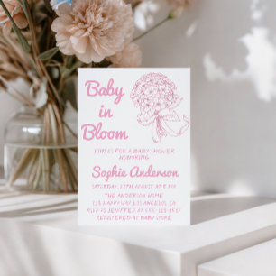 Convite Buquê Floral Rosa Bebê em Flor Chá de Bebê