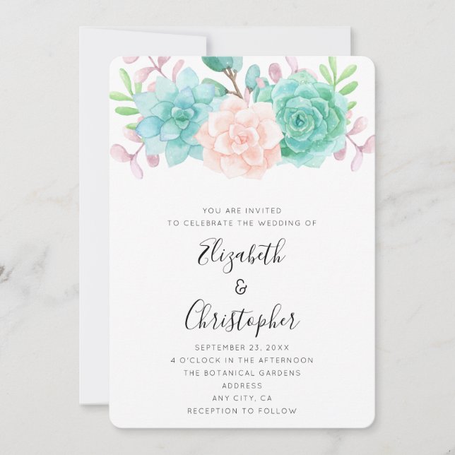 Convite Buquê Floral Rosa Pastel e Verde Casamento (Frente)