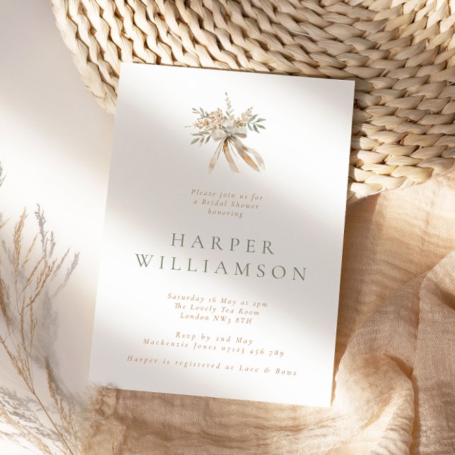 Convite Buquê Floral Rustic Beige e Chá de panela Arco (Criador carregado)