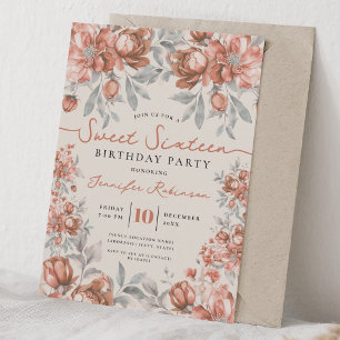 Convite Buquê Floral Sweet 16 Aniversário Rose Gold