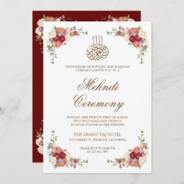Convite Buquê Floral Vintage Border Mehndi Islâmico