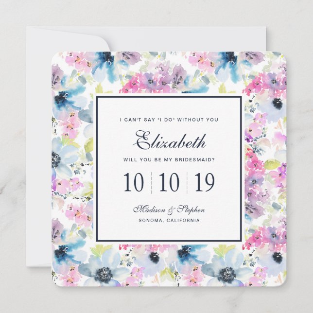 Convite Buquê Floral WatercolorBridesmaid (Frente)