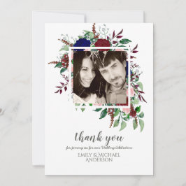 Convite Buquê Marsala Blue Pink Flowers OBRIGADO