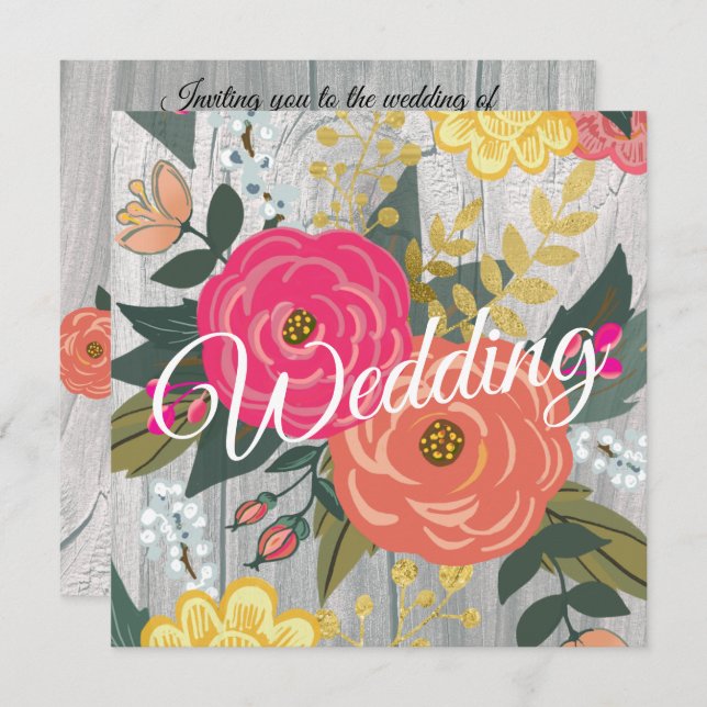 Convite Buquê no Barnwood Square (Frente/Verso)