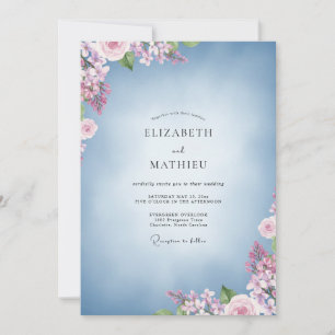 Convite Buquê Pastel Azul de Eucalipto Casamento