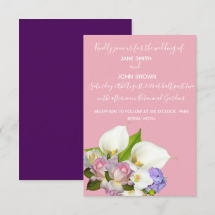 Convite Buquê pastel floral e tema rosa