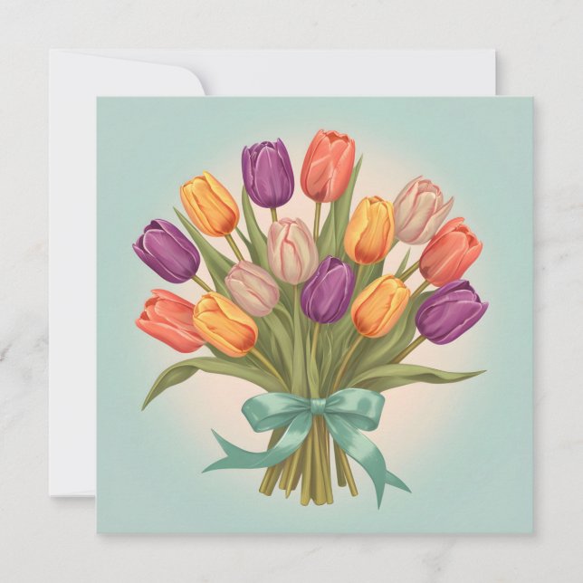 Convite buquê primavera tulipas (Frente)