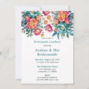 Convite Buquê Radiante de Pêonias Bridesmaids Luncheid