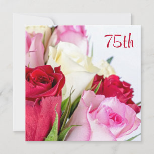 Convite Buquê Romântico De Rosas Aniversário De 75 Anos