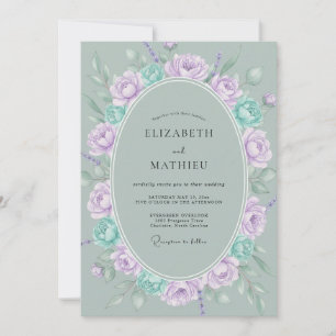 Convite Buquê Violeta Celadon Casamento Eucalipto
