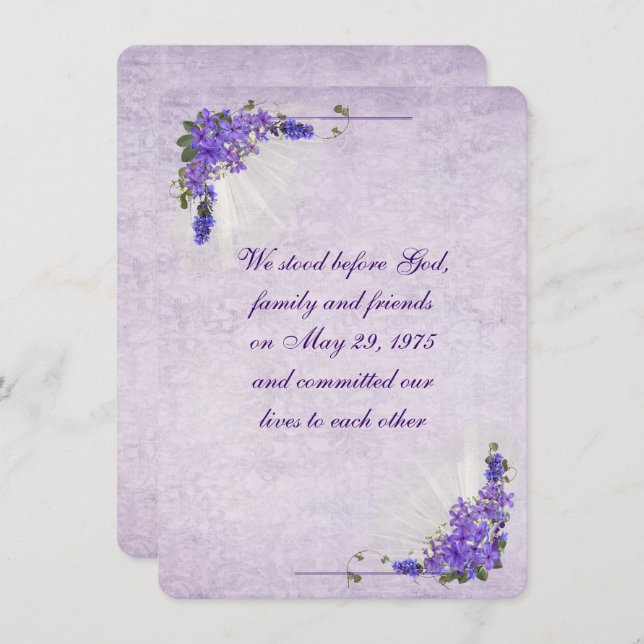 Convite Buquês Lilac para Renovação de Vow (Frente/Verso)