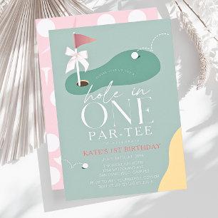 Convite Buraco em Um Golfe Fairway Par-Tee Menina 1º Anive