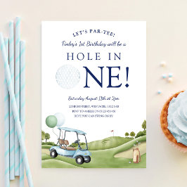 Convite Buraco Em Um Golfe Par-Tee Aniversário de 1 Ano